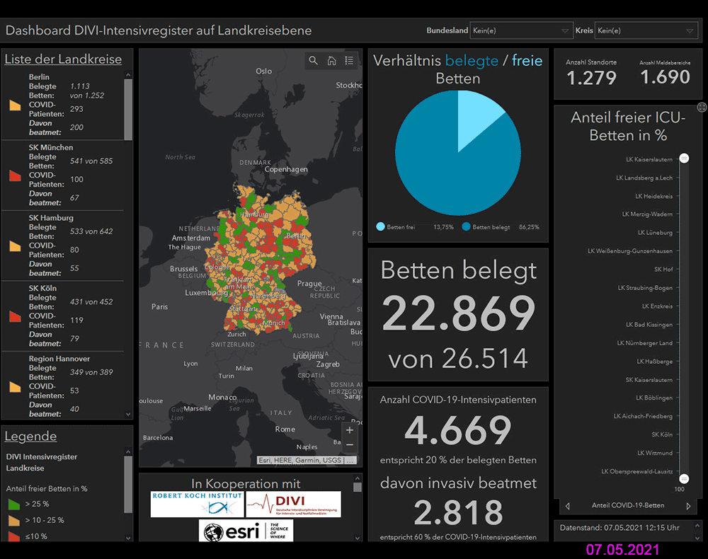 Intensivbetten in Deutschland am 07.05.2021
