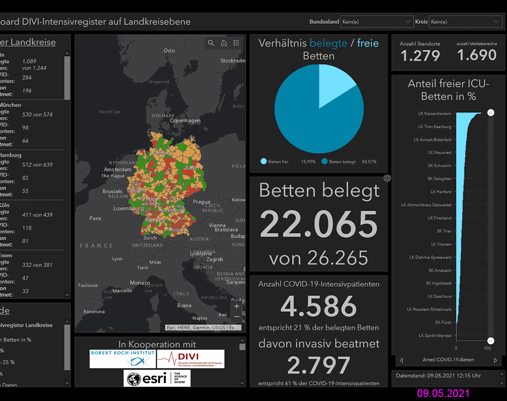Intensivbetten in Deutschland am 09.05.2021