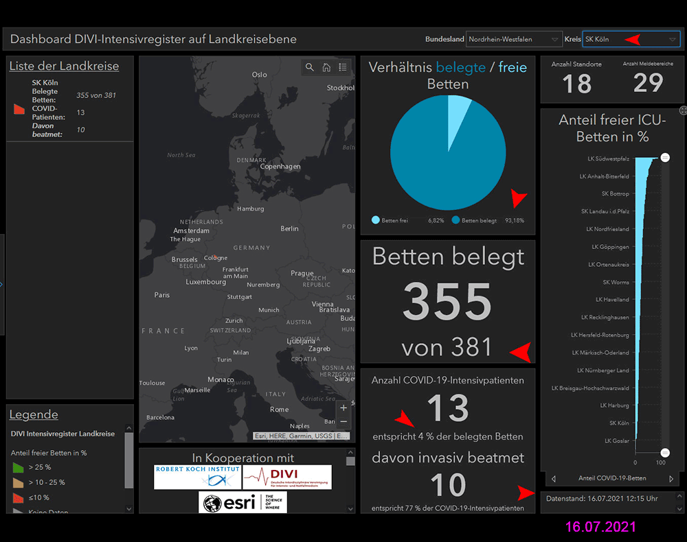 Intensivbetten Köln am 16.07.2021