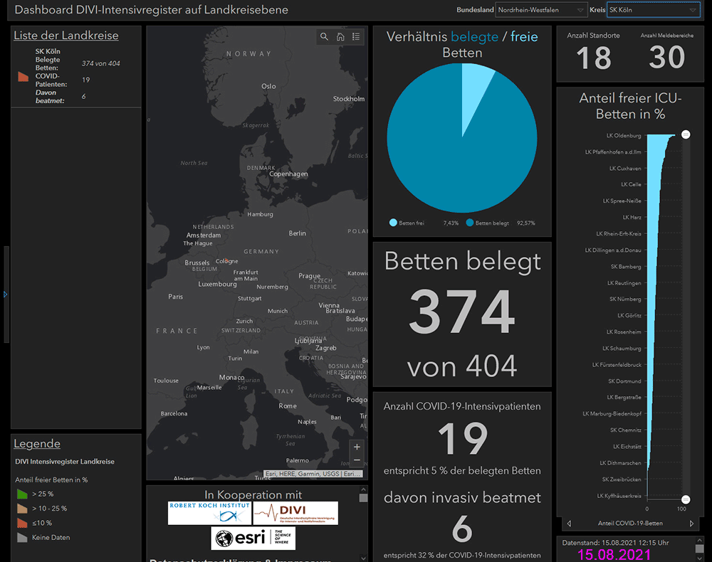 Intensivbetten Köln am 15.08.2021