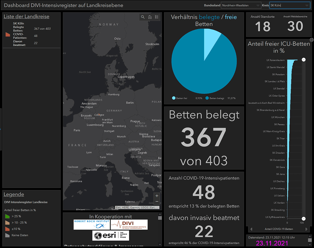 Intensivbetten Köln am 23.11.2021